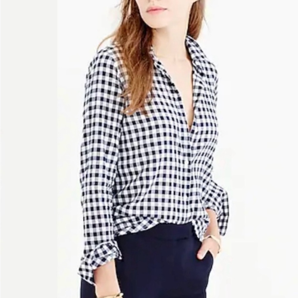 EUC! J. Crew Women's Checkered Top Perfect Fit Women’s Sz XS Button Down Shirt